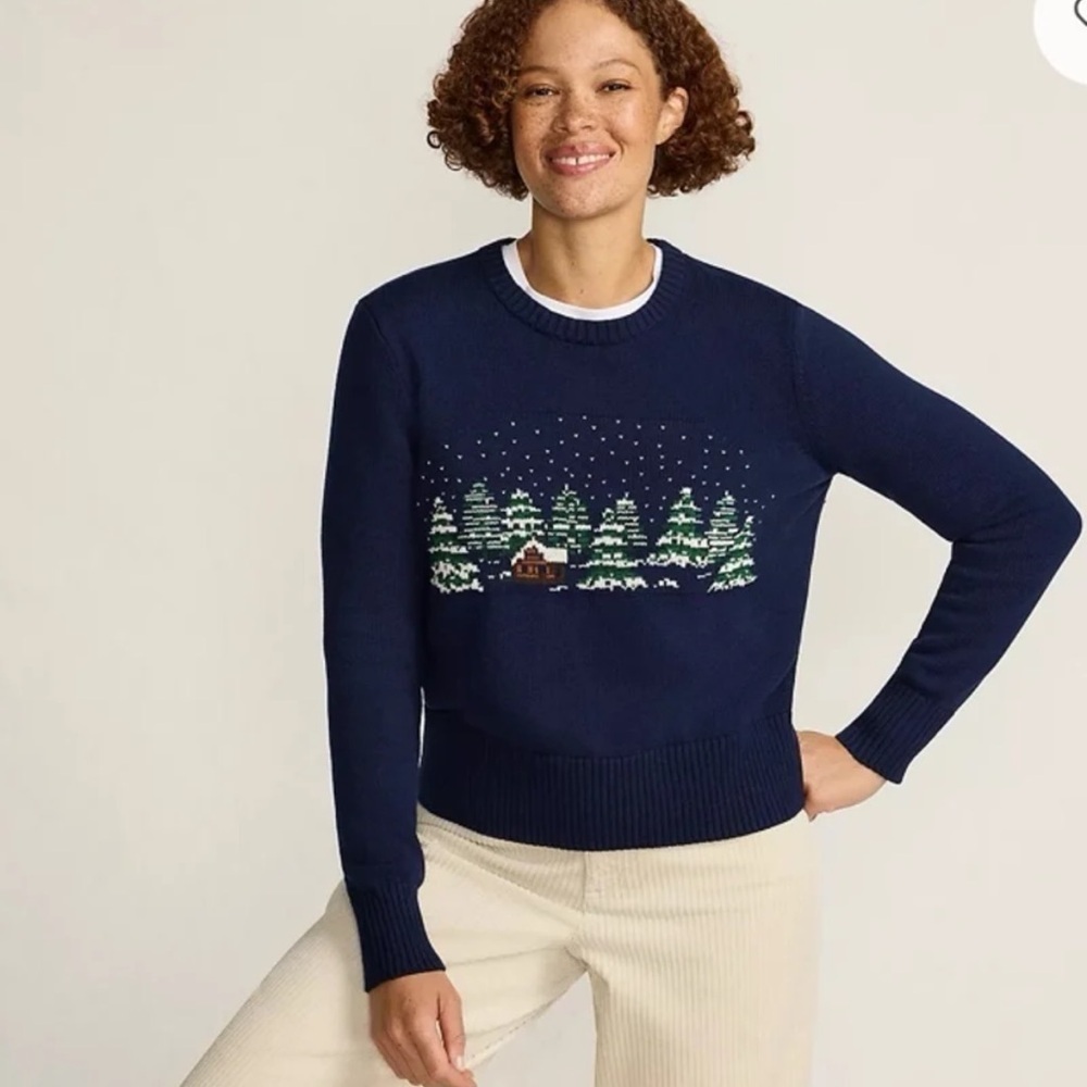 NWT Lands’ End Women's Drifter Modern Jacquard Crew Neck Sweater size Small - Picture 4 of 12